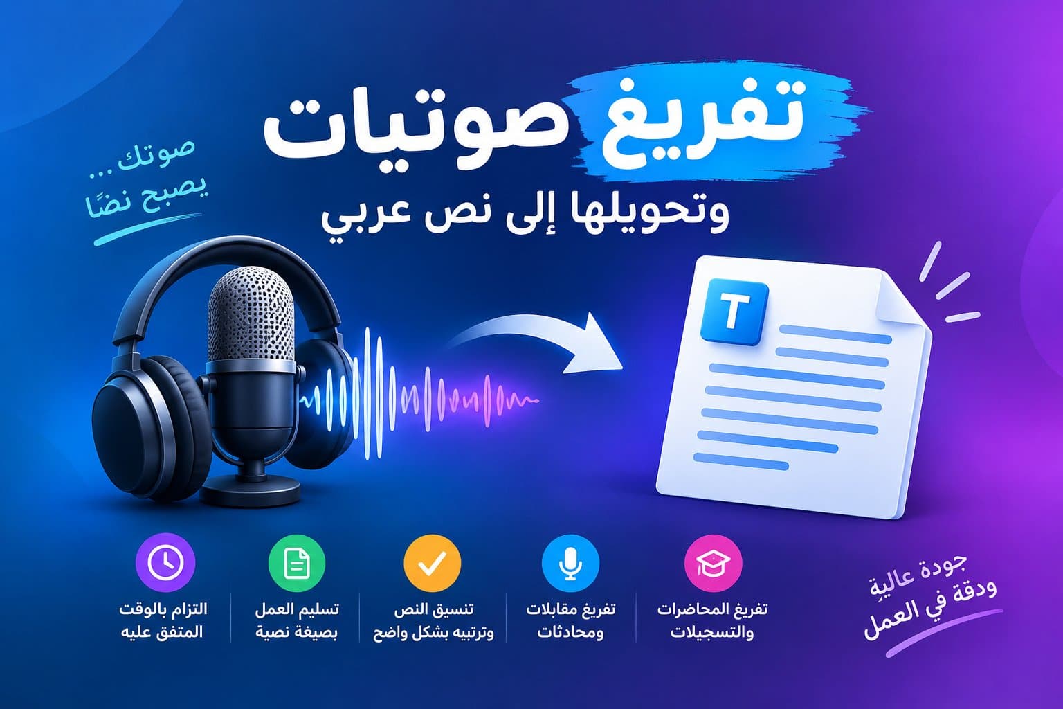 تفريغ صوتيات وتحويلها إلى نص عربي